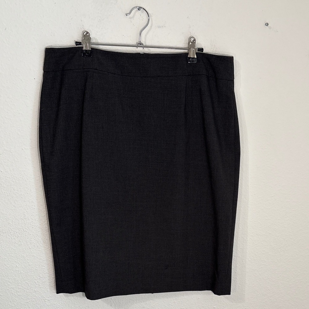 Calvin‎ Klein Womens Charcoal Gray Stretch Pencil Skirt Size 14 Back Slit Office